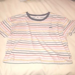 vans rainbow striped crop top